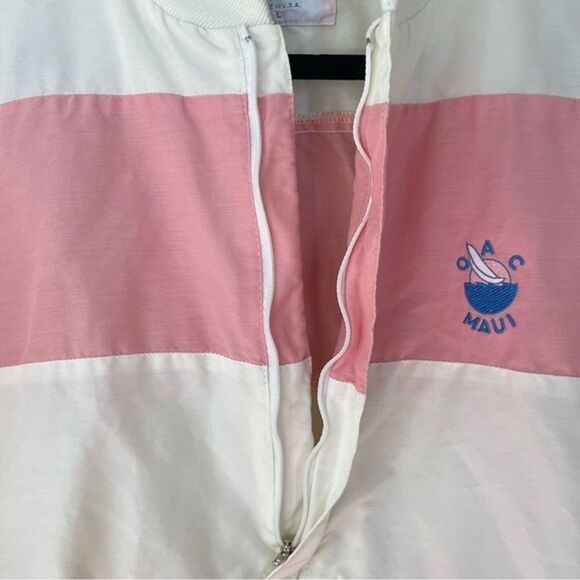 VTG Jammin Y2K Large Maui Logo Windbreaker Striped Pullover Retro Preppy Jacket - Picture 4 of 11